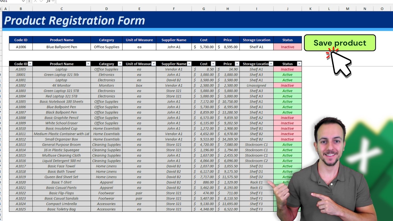 Register. Excel Example Create a Product Registration Form in Excel with Macro and Buttons ...