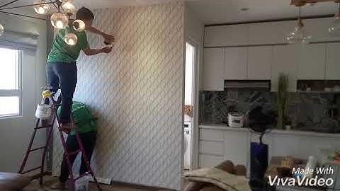 Thi công giấy dán tường Hàn Quốc Phòng Khách