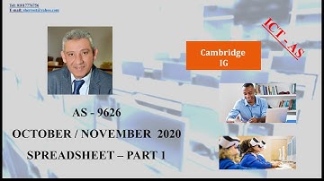 2- IGCSE ICT AS PAPER 2 - OCTOBER / NOVEMBER 2020 - 9626 - SPREADSHEET - PART 1