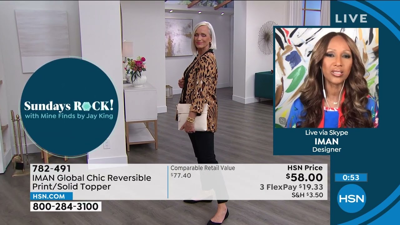 IMAN Global Chic Reversible Print/Solid Topper