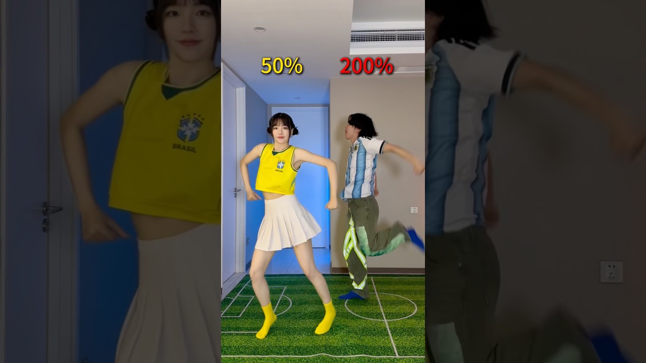 World Cup dance: 50% vs 200%?😆⚽️#worldcup #dance #couple #funny