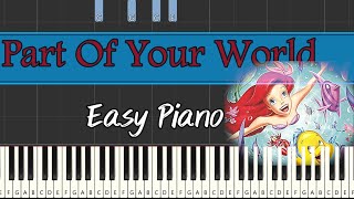 Part Of Your World (The Little Mermaid Theme Song) Easy Piano Tutorial with Harmony and Chords
