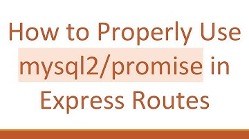How to Properly Use mysql2/promise in Express Routes