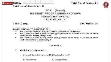 MCA 5TH SEM INTERNET PROGRAMMING AND JAVA A NOV 2019 | PTU