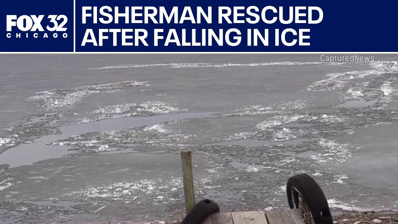 Three fisherman rescued after falling through ice - YouTube