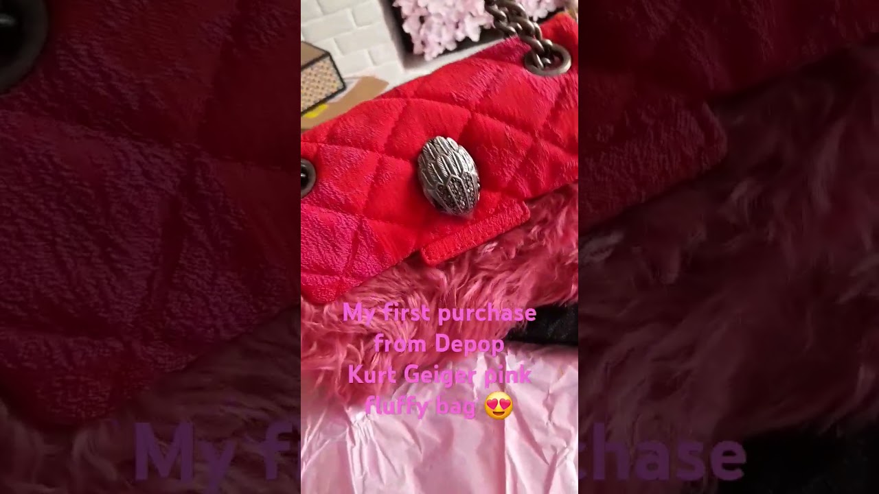 My first purchase from Depop! Kurt Geiger rare small pink fluffy bag 😍 