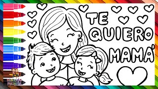 Dibuja y Colorea A Una Mamá Con Sus Hijos En El Día De La Madre 2024 ‍‍ Dibujos Para Niños