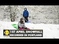 1st April snowfall recorded in Portland, some residents rejoice the unusual timings | English News