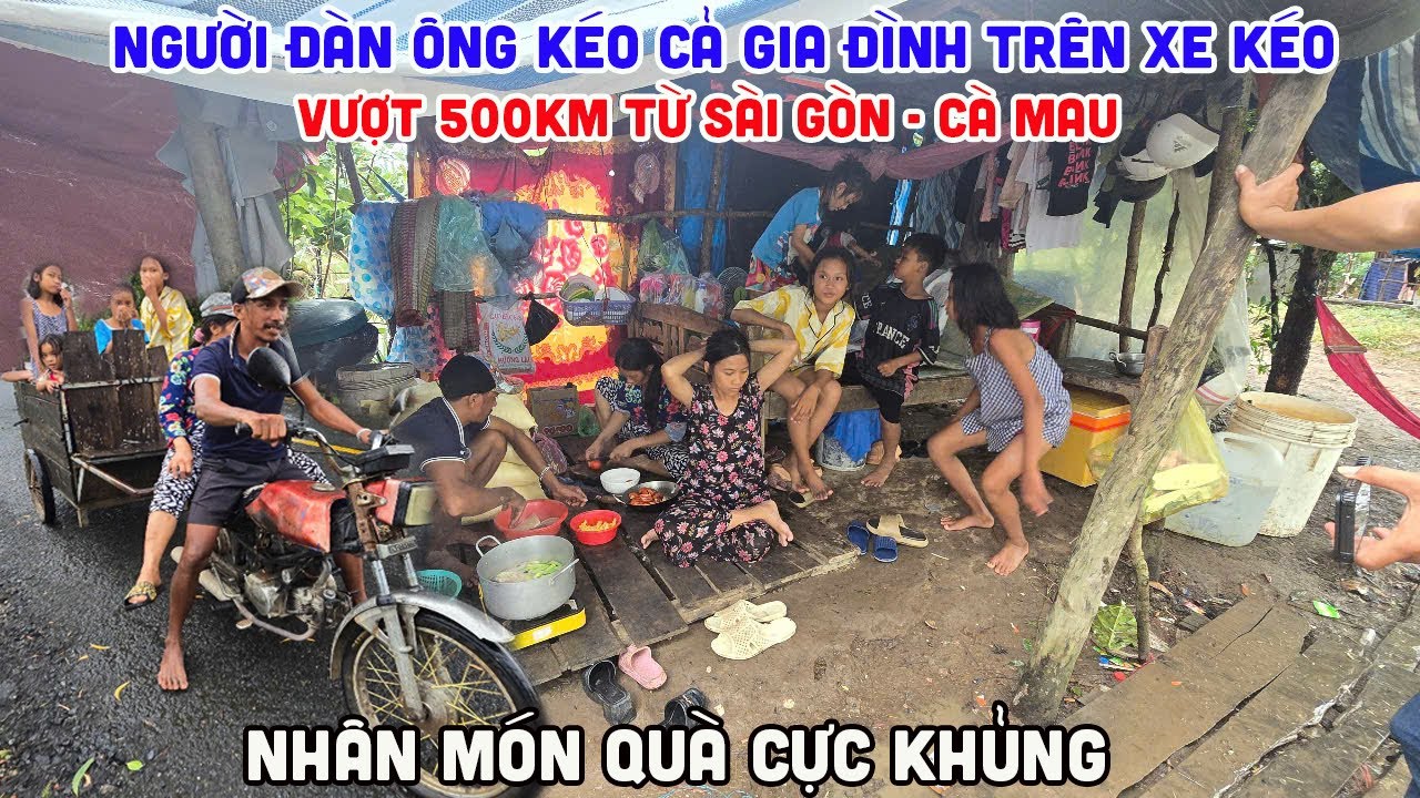 Người đàn ông kéo cả gia đình trên xe kéo vượt 500km từ Sài Gòn Về Cà Mau nhận tin vui cực lớn