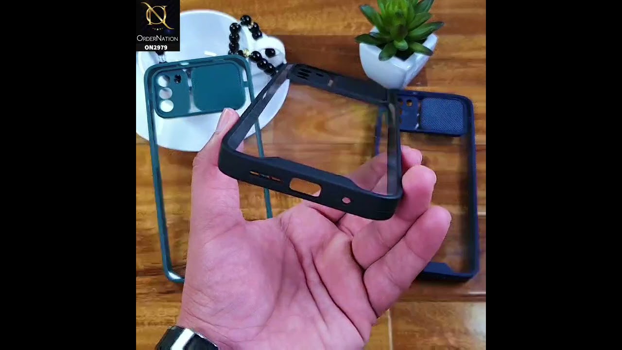 iPhone 12 Pro Cover - Blue - Transparent Matte Shockproof Camera Slide Protection Case