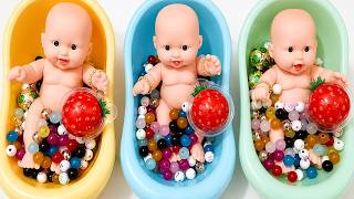 Full of 3 Rainbow BathTubs Candy with M&amp;M's &amp; Magic Slime Cutting Video