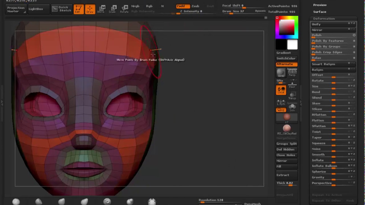 select faces zmodler zbrush