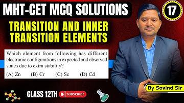 Electronic configuration MHT-CET 2024 Questions | Chemistry Solutions | Sovind Sir
