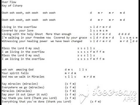 Tonic solfa of "Over flow" by Charity Gayle and Joshua sherman