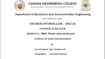 VTU|MC|18EC46|M4 8051 timers and serialport|L5 Basics of serial communication