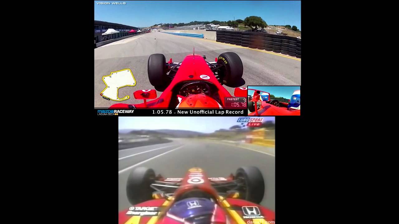 CART vs Formula 1 car, Laguna Seca lap