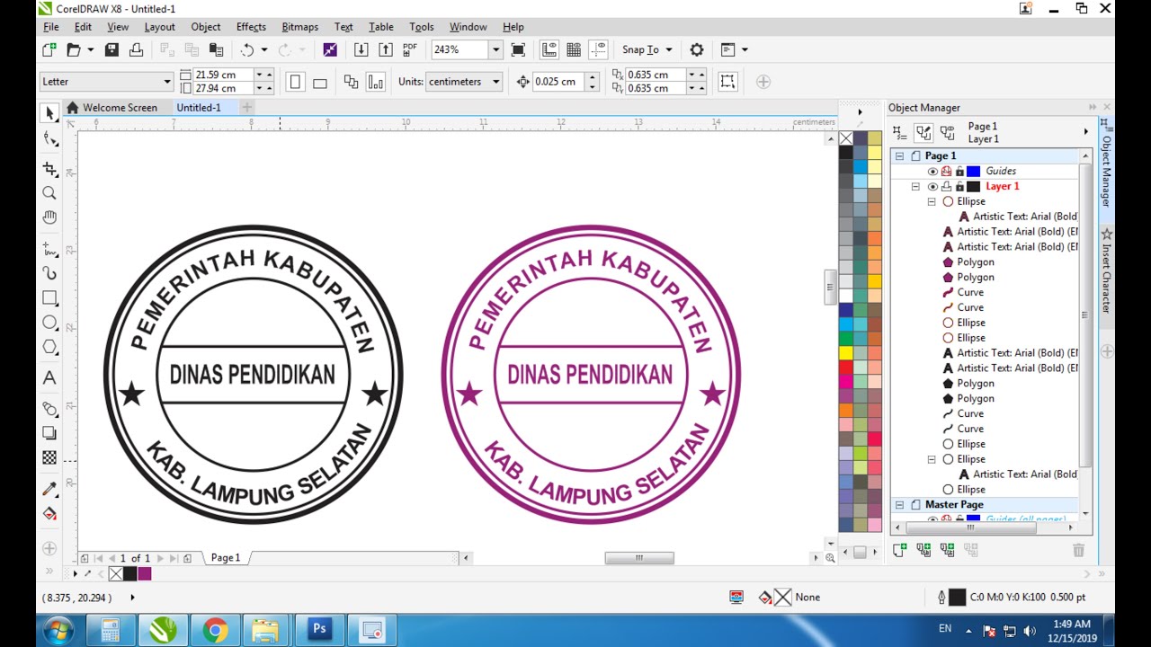 bagaimana cara  membuat desain  stempel  corel draw YouTube