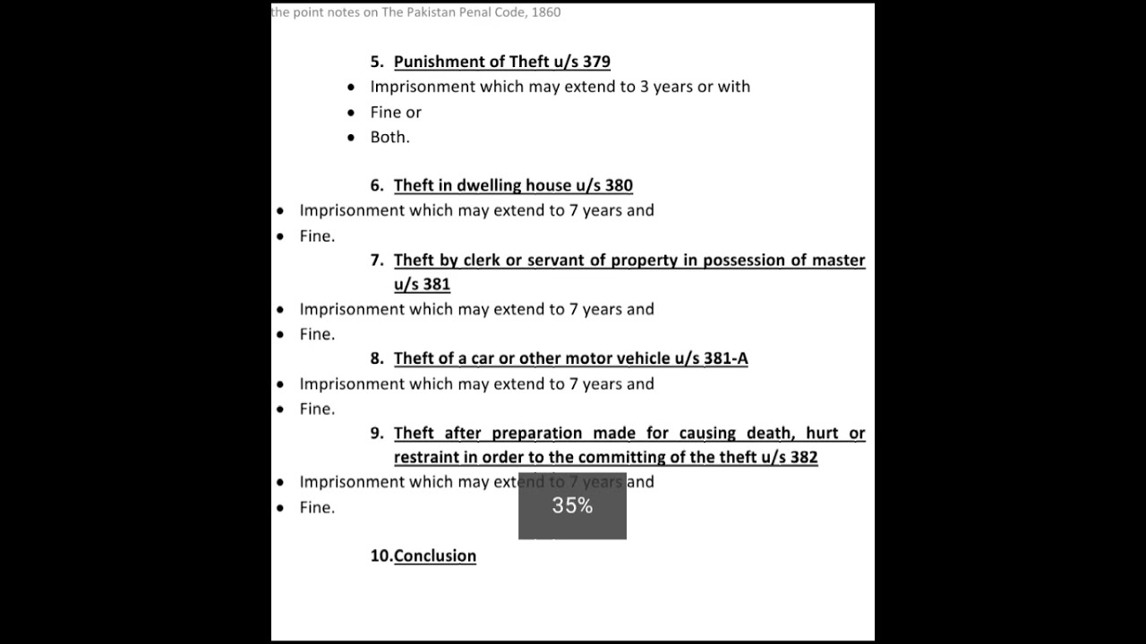 Theft and Extortion ,,,, The Pakistan Penal Code, 1860.