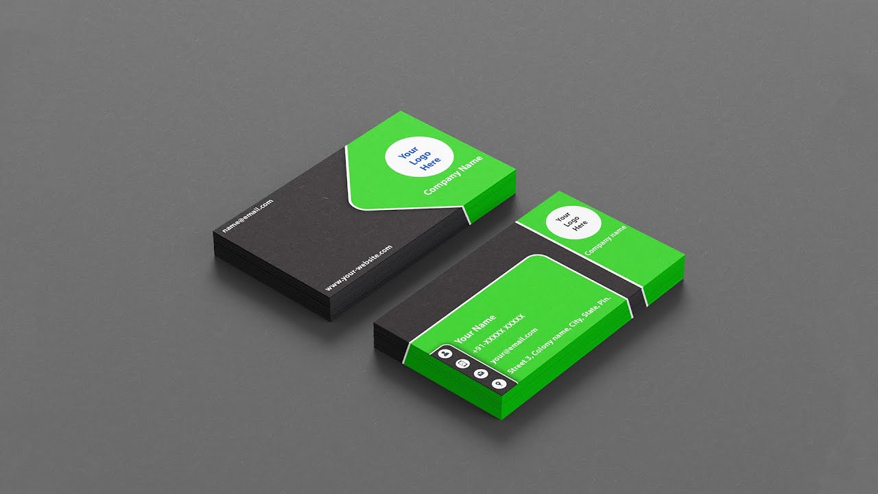 Business Card Design | Professional Visiting Card Design | Black & Green | KB Tech