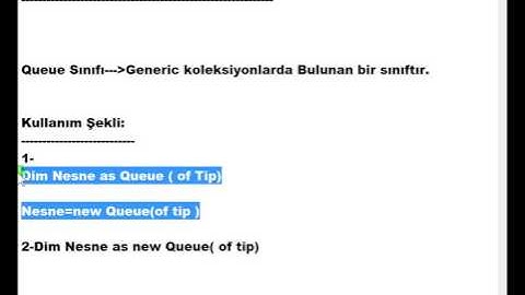 Visual Basic .NET - Ders 365 : Generic Koleksiyonlar Queue Sınıfı