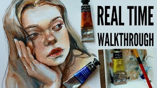 Real time watercolor portrait for beginners