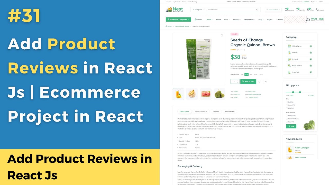 #31 Add Product Reviews in React Js | React Ecommerce Website using ...