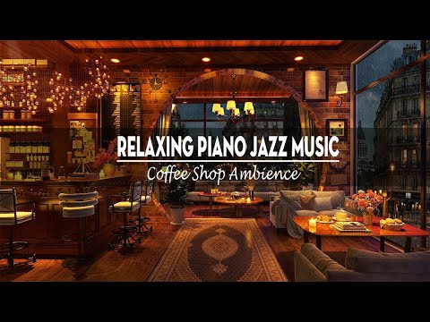 Cozy Night Jazz in 4K Coffee Shop Ambience with Relaxing Sweet Piano Jazz Music for Work,Study,Sleep