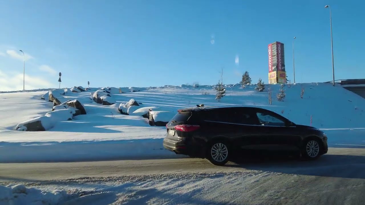 Driving in Joensuu. Finland 4K. 11.2.2023 (nice day)