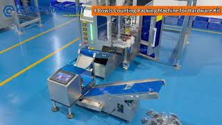4 Vibration Bowls Counting Packing Machine with Hopper for Hardware Kit