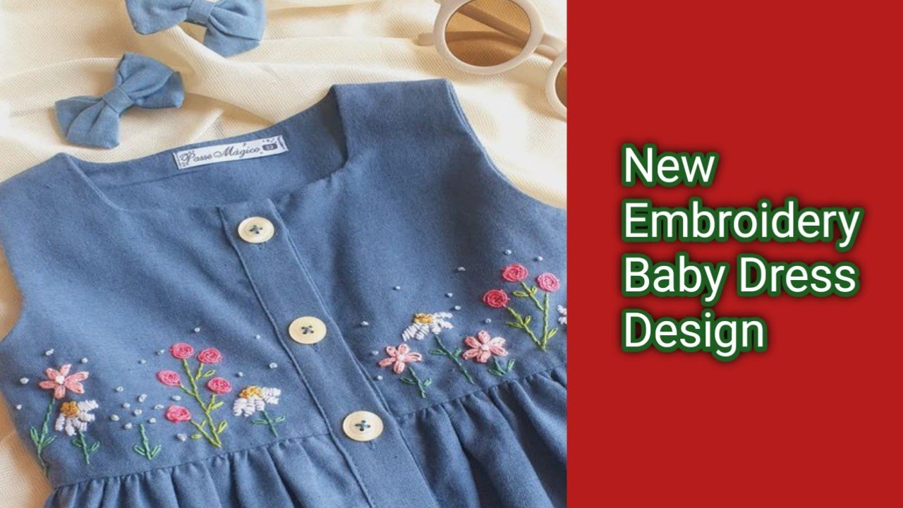Beautiful Frock Style Dress For Baby Girl In Embroidery Print