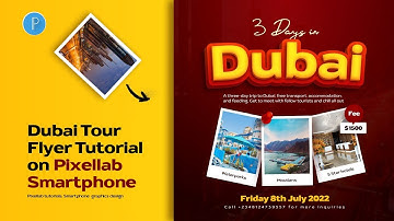 Dubai Tour flyer design tutorial on pixellab Smartphone | With 3D text Effect 😱🔥