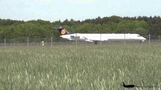 Lufthansa CityLine Bombardier CRJ 900 take-off at Münster/Osnabrück Airport [HD]