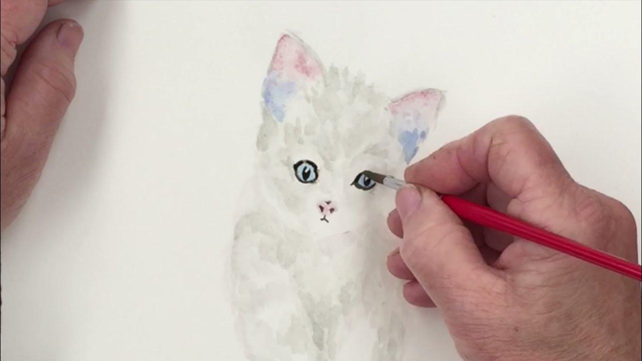 Paint a Cute Kitten in Watercolor Step by Step Tutorial in Real Time