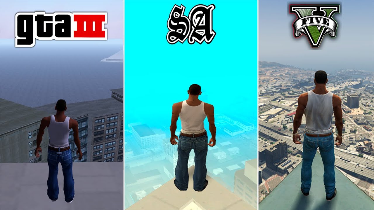 CJ Jumping from the highest points in GTA Games