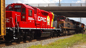 Wrapped F40! CPKC GP38-2! Two decent trains in Windsor, ON.
