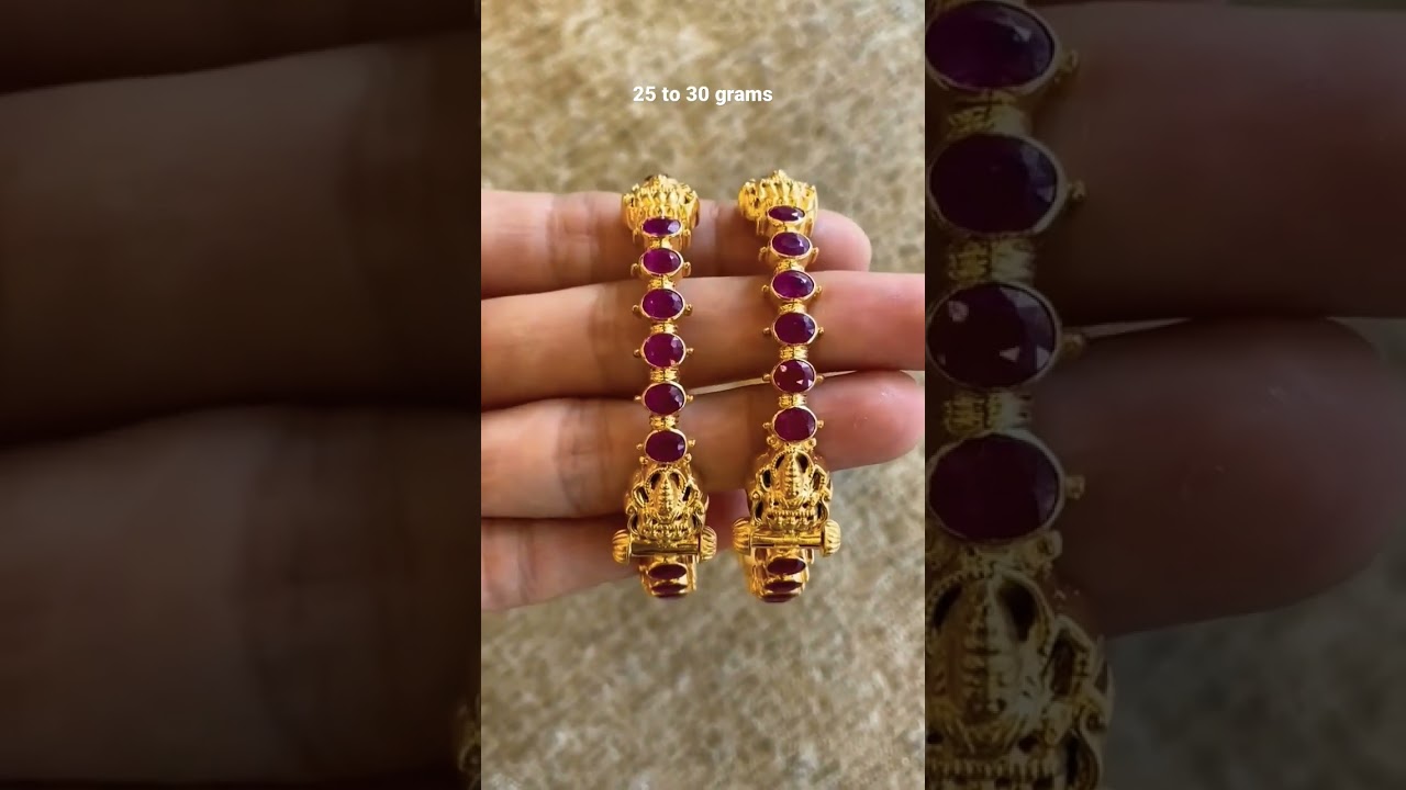 👌latest gold bangles designs/light weight gold stones bangles/fancy bangles