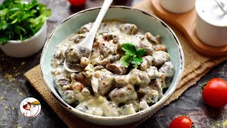 Куриные сердечки в сметане. Это действительно очень вкусно!