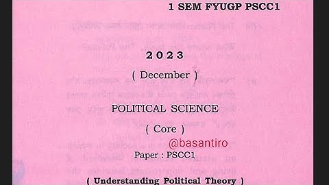 BA first semester political science core major paper understanding political theory FYUGP 2023 PSCC1