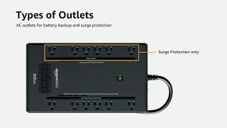 Amazon com  Amazon Basics Standby UPS 600VA 360W Surge Protector Battery Power Backup   8 Outlets, B
