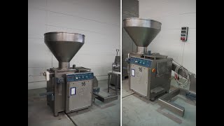 1219-21: Risco vacuum filling machine with lifter for 200 liter meat bins and filling attachment