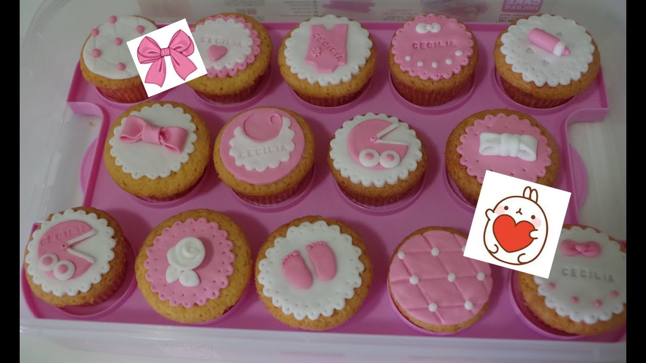 CUPCAKES - decorazioni in pasta di zucchero| NASCITA BIMBA - YouTube