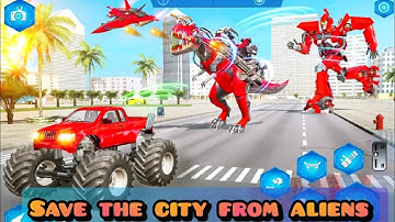 Dino Robot Car Game - Flying Robot Transforming Game - Save the city from aliens #24