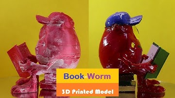 Book - Worm Painted  || 3D Printed Model || GeeeTech A30T || Red Silk Filament|| 3D Magicians