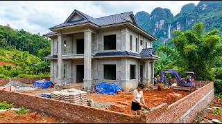 TIMELAPSE - Building the Walls of a Young Girl’s Dream Villa After Years of Living Alone in Forest