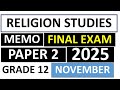 MEMO RELIGION STUDIES PAPER 2 GRADE 12 FINAL EXAM MEMO RELIGION STUDIES GRADE 12 P.2 2025 THUNDEREDU