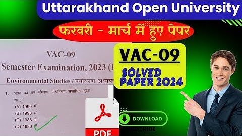 VAC-09 SOLVED PAPER uou ba 1st semester Environmental studies paper solve #uou