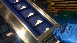 Flighted Incline Conveyor with Hopper and Chute