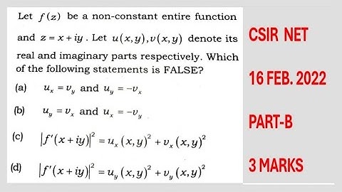 Csir Net, Complex Analysis, 16 Feb 2022,Part-B(3 Marks), Differentiation Of Analytic Function