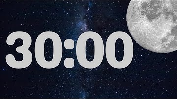 30 Minute Fun Moon Classroom Timer (No Music, Space Synth Alarm at End)