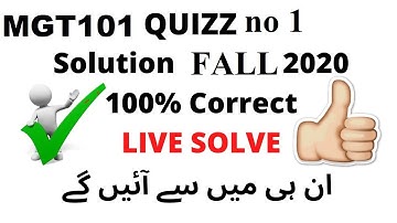 MGT101 Quiz no 1 Fall 2020 | 14-12-2020 | 100% correct